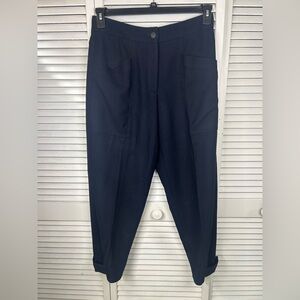 ME+EM Navy Blue Cropped Tapered Pants